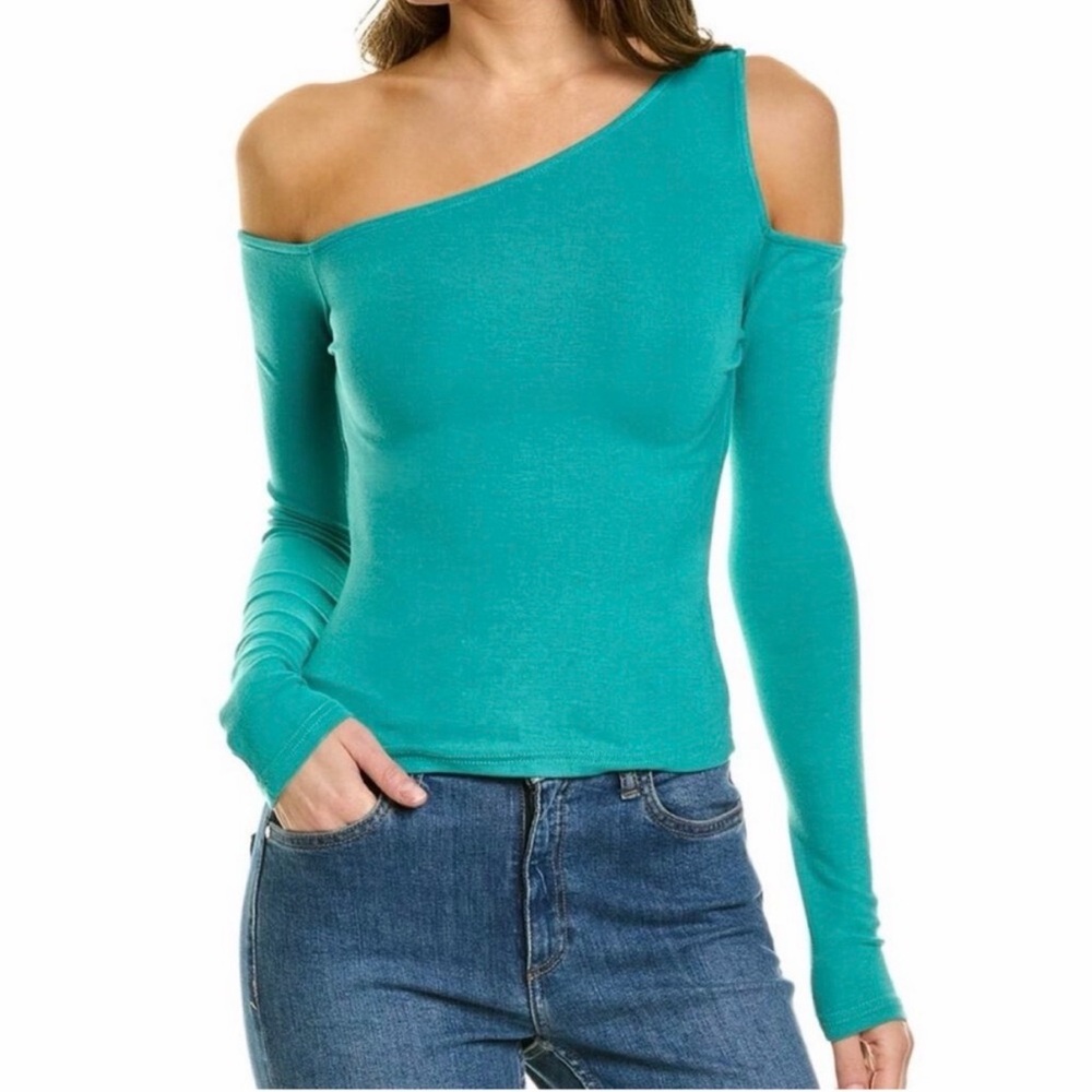 WeWoreWhat One Shoulder Cold Shoulder Top in Teal Size S